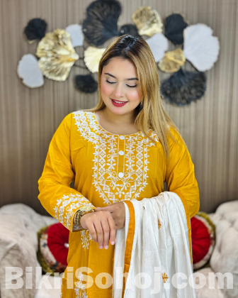 Embroidery Cotton Three Piece